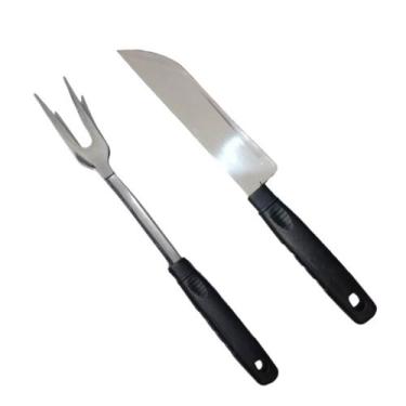 Imagem de Conjunto Inox faca e garfo para churrasco Golden inox