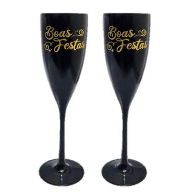 Imagem de Taça Acrílica Champanhe 180ml Especial Boas Festas Kit 2pçs - Lsc Toys