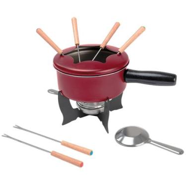 Imagem de Conjunto para Fondue Brinox 10 Peças 16cm 1,25 Litros Aço Inox, Vermel