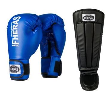 Imagem de Luva Boxe Muay Thai MMA com Protetor de Canela Caneleira Anatômica Pro