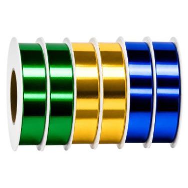 Imagem de Kit Fitas Metaloide 15mm x 50 metros Decorar Brasil Copa Verde Amarelo
