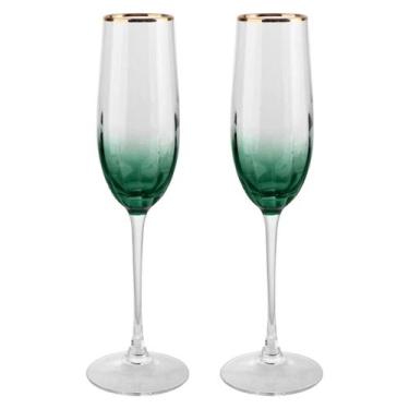Imagem de Jogo de 2 taças celebrare para champanhe em vidro gold rim 220ml - Fra