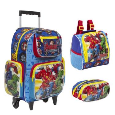 Imagem de Kit Bolsa Escolar Infantil Avengers Carrinho Volta As Aulas - Toys 2U
