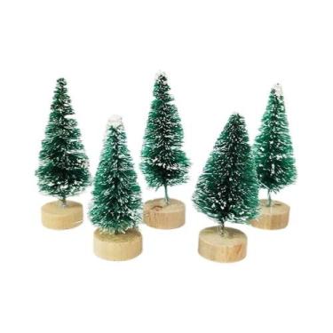 Imagem de Mini Árvores De Natal Decorativas: Enfeites De Neve De Inverno Em Resi
