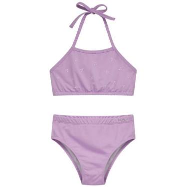 Imagem de Biquini Infantil Menina Kukiê com Proteção UV50+ Liso, Lilás, 8