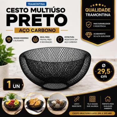 Imagem de Cesto Organizador Tramontina Luce Aço Carbono 295x295mm Multiuso Moder