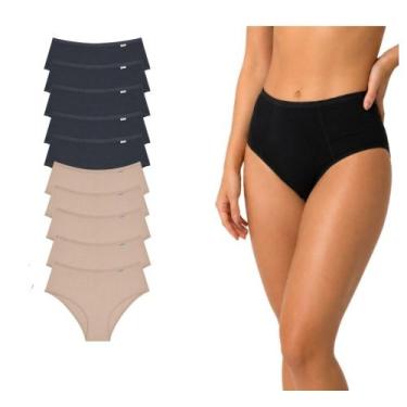 Imagem de Kit com 10 Calcinhas Cavadas DelRio 502124 Preto/Nude Cotton, Multicor