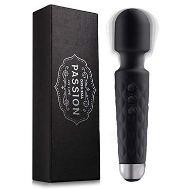 Imagem de Massageador pessoal recarregável com 20 padrões e 8 velocidades, bolsa de viagem e manual incluída, perfeito para tensão muscular, alívio de pescoço, dor, recuperação (preto)