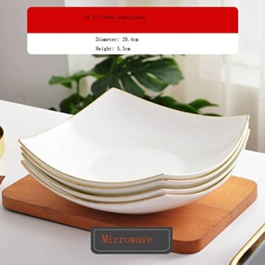 Imagem de Prato de macarrão, pratos de jantar para salada, utensílios de mesa de cozinha, acessórios para sala de jantar, prato de jantar (cor: pacote com 10)