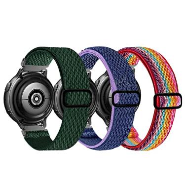 Imagem de Pacote com 3 pulseiras elásticas de 20 mm compatíveis com Samsung Galaxy Watch 4 40 mm 44 mm/Galaxy Watch 3 41 mm/Galaxy Watch 42 mm/Classic 42 46 mm/Active 40 mm/Active 2 40 44 mm, pulseira elástica de substituição para homens e mulheres
