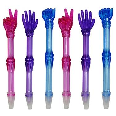 Imagem de Caneta esferográfica Maydahui 6 peças em formato de gestos fofos canetas em forma de lápis com tinta azul e design transparente para escola de estudantes