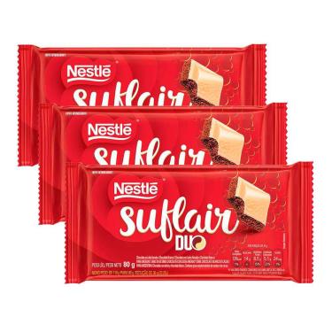 Imagem de Chocolate Nestlé Suflair Duo 80g | Kit com três unidades