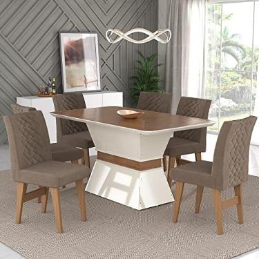 Imagem de Conjunto Mesa de Jantar 160 cm com 6 cadeiras Nairobi Multimóveis Ex1011 Madeirado/off White/castor