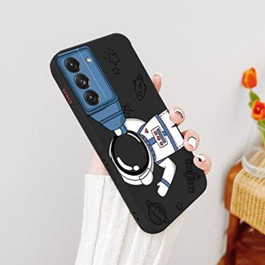Imagem de Astronauta de desenho animado com capa de telescópio para Samsung Galaxy S22 S21 S20 FE S10 S10e Note 20 ultra 10 9 Plus Pro Capa protetora, preta1, para
