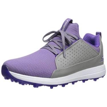 Imagem de Skechers Sapato de golfe feminino Max Mojo Spikeless, Cinza/roxo, 6