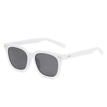 Imagem de Moda popular quadrado feminino óculos de sol rebites retrô decoração designer geléia cor óculos masculinos tons uv400, branco cinza, como a imagem