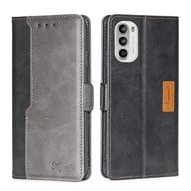 Imagem de For Motorola Moto G52 4G/G82 5G Contrast Color Side Buckle Leather Phone Case