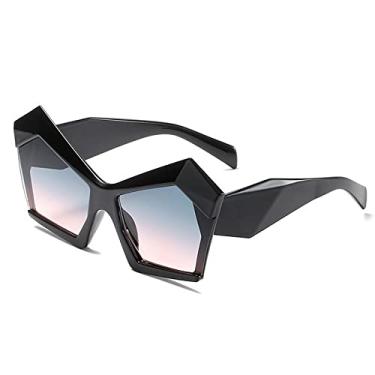 Imagem de Óculos de sol quadrado borboleta exclusivo olho de gato para mulheres gradiente elegante armação grande óculos de sol feminino tons irregulares, 3, china