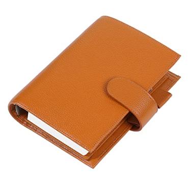 Imagem de Pasta portátil conveniente de couro, bloco de notas, agenda, agenda, organizador de viagens, laranja queimado seixos