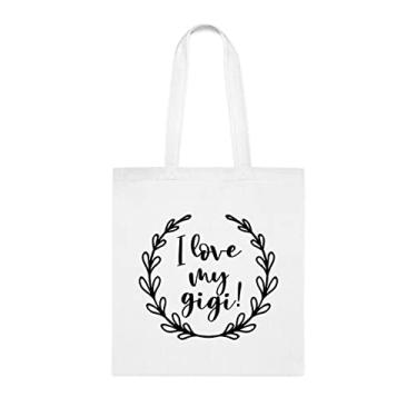 Imagem de Gigi Sacola, Gigi Tote Presente, Gigi Bolsa de Ombro Gigi, Sacolas Reutilizáveis Gigi, Cesta de Aniversário de Natal, Ideia de Presente Para Ela, Presente Para Ele, Bolsa Feminina, Branco