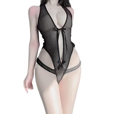 Imagem de Body feminino sexy cosplay anime lingerie kawaii sexy maiô peça única, Preto 3, One Size