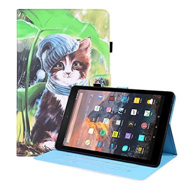 Imagem de YUNCHAO Caixa de telefone Para Amazon Fire HD 10 2019 Pattern Animal Horizontal Flip Caixa De Couro Com Holder & Card Slots & Follow Frame & Sleep/Wake-up Função capa para celular
