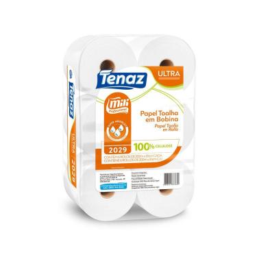 Imagem de Papel Toalha Bobina Tenaz Ultra 24G 6 Rolos 200Mx20cm Celulose Mili