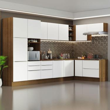 Imagem de Armário de Cozinha Completa de Canto 546cm Rustic/Branco Veludo Lux Madesa 05