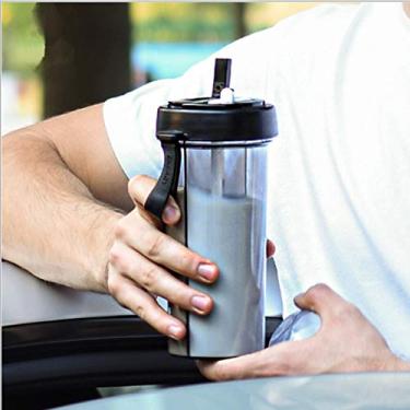 Imagem de Copo de água criativo, uma xícara de duas bebidas diferentes, dois canudos, copo de bebida ao ar livre para acampamento, caminhada, mochilão, viagem, escritório, C