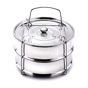 Imagem de Panelas empilháveis de inserção de vaporizador - Acessórios de panela instantâneos de silicone 6 Qt-2 e tampas intercambiáveis - Acessórios de panela de pressão - Pote em vaso para assar, Lasanha, vaporizador de alimentos, reaquecer vários pratos