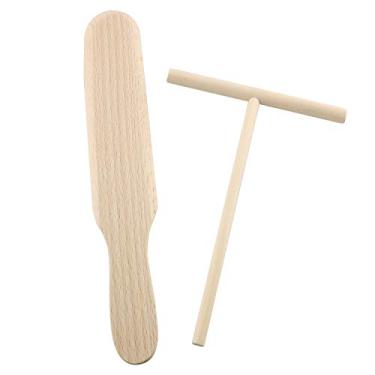 Imagem de Tegg Kit de espátula e espátula de crepe 2 peças de 16,5 cm em forma de T para fazer crepe, massa de panquecas e espátula de 24 cm