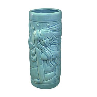 Imagem de BarConic Caneca Tiki de cerâmica azul sereia - 400 ml
