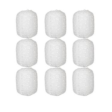 Imagem de Aiminjey 10 peças de lanternas de papel chinesas, lâmpadas de papel branco japonesas asiáticas vazadas, lanternas de 15 cm para festa de aniversário, casamento, decoração de chá de bebê, decoração de