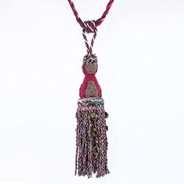 Imagem de Suportes de cortina bola pendurada tecido poliéster pendurado corda de cortina de orelha aplique europeu alça de cortina bola pendurada, T7,2 PCS