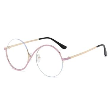 Imagem de Armações de óculos redondos de metal meia armação anti-luz azul masculino feminino tons UV400 vintage óculos de sol, 6, tamanho único