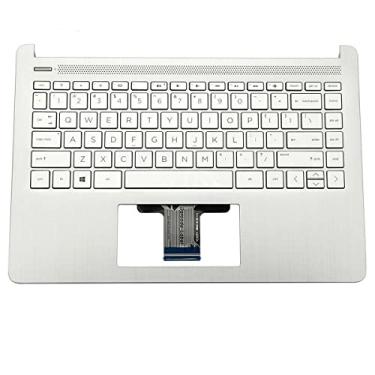 Imagem de Substituição para Laptop 14T-DQ 14s-fq 14-DQ 14s-dr Capa superior Apoio para Palma Teclado Retroiluminado Montagem de Touchpad Parte L88206-001 Tira
