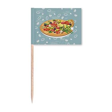 Imagem de Cebola Pizza Italiana Tomate Alimentos Palito de Dente Marcador Topper Decoração de Festa