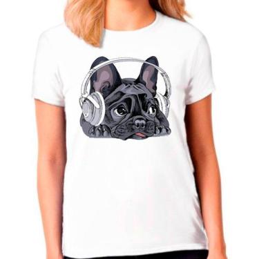 Imagem de Camiseta Buldog Francês Cachorro Pet Dog Branca Feminina02 - Design Ca