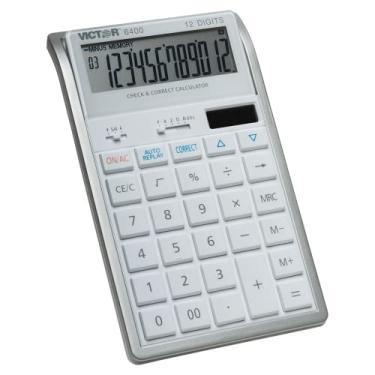 Imagem de Victor Calculadora de mesa de verificação e correção de 12 dígitos, branca