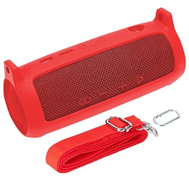 Imagem de co2CREA Capa de silicone macio de substituição para alto-falante Bluetooth portátil JBL Flip 6 (capa vermelha)