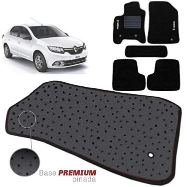 Imagem de Jogo de Tapete Carpete Tevic Pinado Compatível Com Renault Logan 2014 15 16 17 18 19 Impermeável Lavável Logo Bordado 5 Peças
