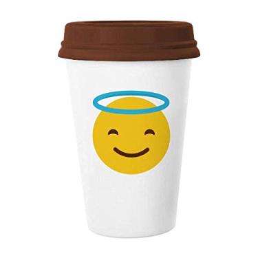 Imagem de Smile Angle - Caneca amarela fofa online para chat, copo de cerâmica para café