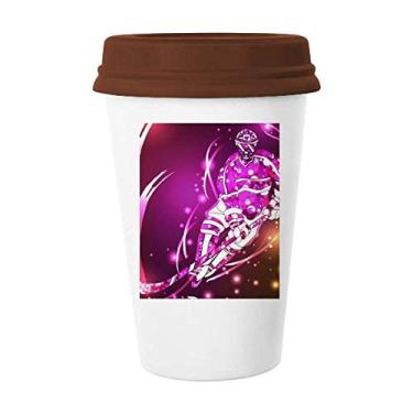 Imagem de Caneca de cerâmica com ilustração de desenho de hóquei no gelo para esqui esportivo
