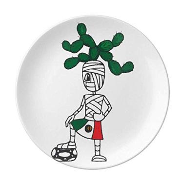 Imagem de Prato de futebol mexicano de cacto para múmia de cabelo esportivo de porcelana decorativa Salver louças de jantar