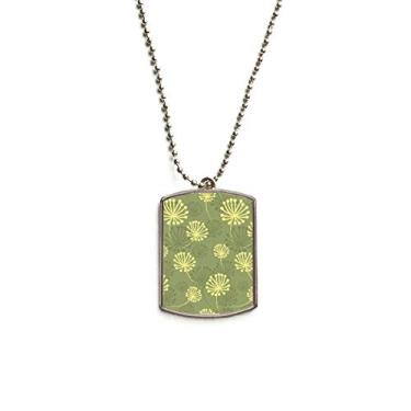 Imagem de DIYthinker Colar para animais de estimação com pingente de corrente de aço inoxidável com padrão decorativo de dente-de-leão amarelo verde