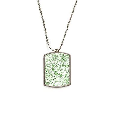 Imagem de DIYthinker Colar de animais de estimação com pingente de corrente biológica de aço inoxidável com estrutura de células de microscópio verde