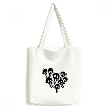 Imagem de Bolsa de lona com estampa de caveira, para Halloween, sacola de compras, bolsa casual