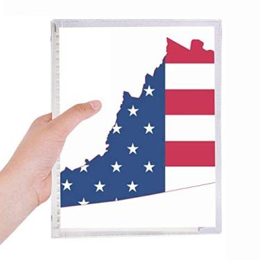 Imagem de Virginia USA Mapa Estrelas Listras Bandeira Formato Caderno Folhas Soltas Diário Recarregável Diário Papelaria