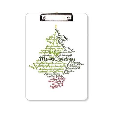 Imagem de Árvore de Natal festiva inverno Wordcloud prancheta pasta bloco de escrita placa de apoio A4