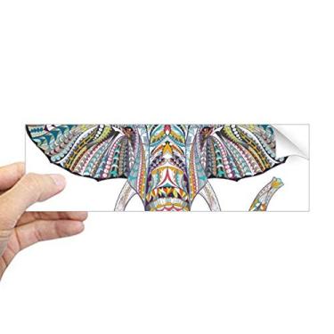 Imagem de DIYthinker Adesivo retangular com design de elefante colorido estilo mosaico, decalque para janela